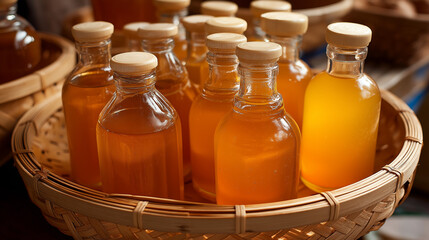 Jamu (Indonesian herbal drink) in the bottle. Jamu mostly taste good 