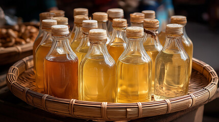Jamu (Indonesian herbal drink) in the bottle. Jamu mostly taste good 