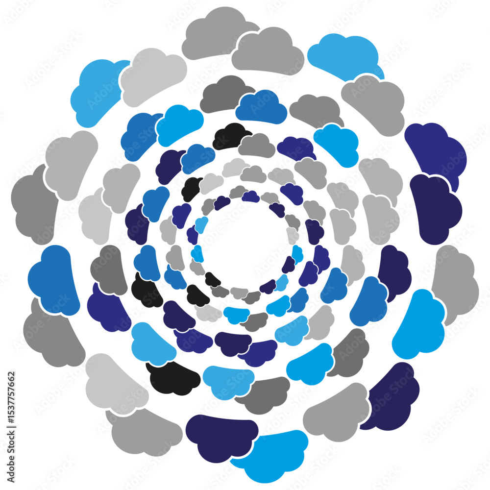 Poster color spot pattern. abstract spiral form. vector rounded shapes. blue and grey tones.