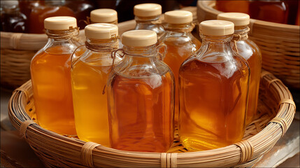 Jamu (Indonesian herbal drink) in the bottle. Jamu mostly taste good 