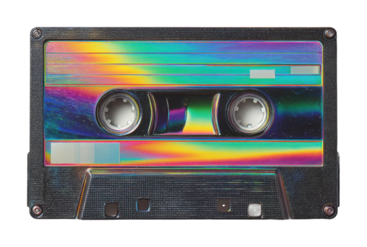 Retro music vibes home studio cassette tape colorful aesthetic nostalgia cut out png