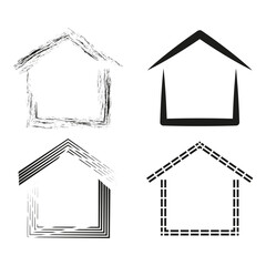 Creative house outline. Abstract vector icon. Minimal shelter shape. Stylized roof element.