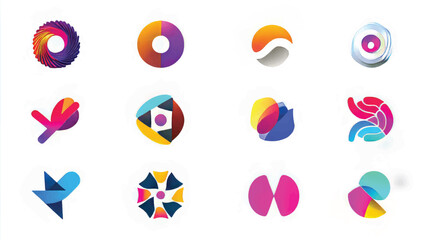 Colorful Logo Design with Modern Icons and Graphic Symbols: Creative Branding and Unique Visual Identity in Vector Art