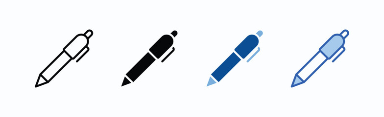 Pen icon sheet multiple style collection isolated vector