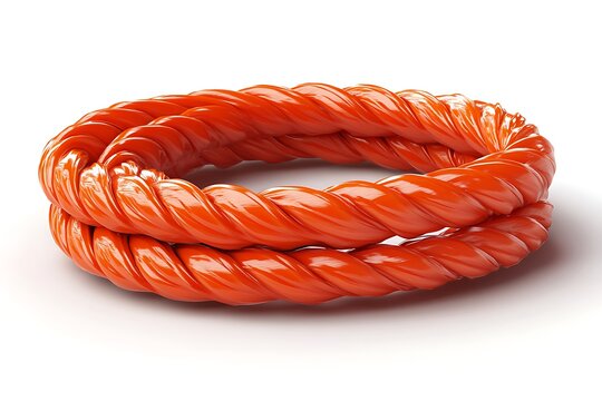 Vibrant orange twizzler candy in a circular shape on a clean white background
