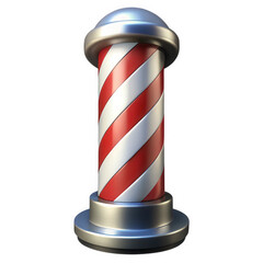 Classic red and white barber pole isolated on transparent background
