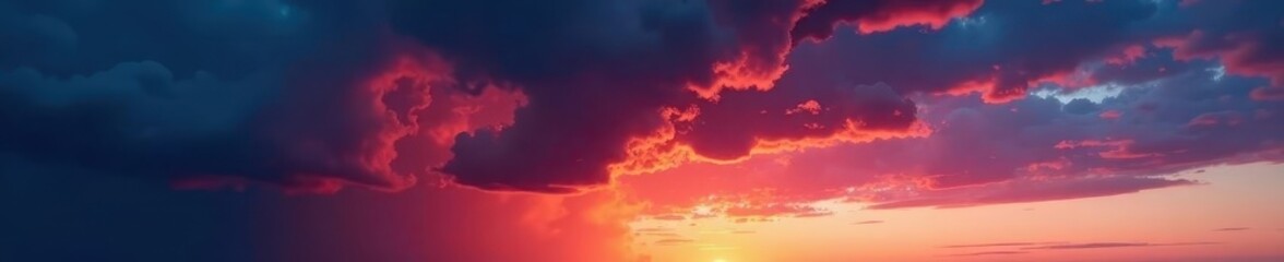 Obraz premium Dark storm clouds illuminated by vibrant sunset hues , storm clouds, graphic