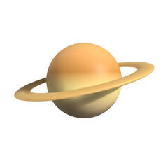 Saturn 3D Render Clay Style Space and Planet Elements Illustration for Educational Design, Kids Poster, and Astronomy Scrapbook