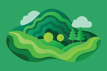 Obraz premium landscape with trees and clouds