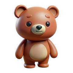 Naklejka premium Adorable brown teddy bear cartoon 3d model isolated on transparent background