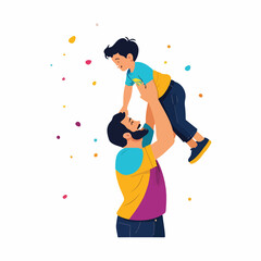 Dad Lifting Child Flat Icon