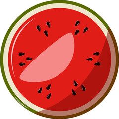 Watermelon Illustration, Fresh Watermelon Slice Vector Illustration for Summer Design and Food Projects