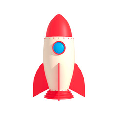 Rocket 3D Render Clay Style Space and Planet Elements Illustration for Educational Design, Kids Poster, and Astronomy Scrapbook