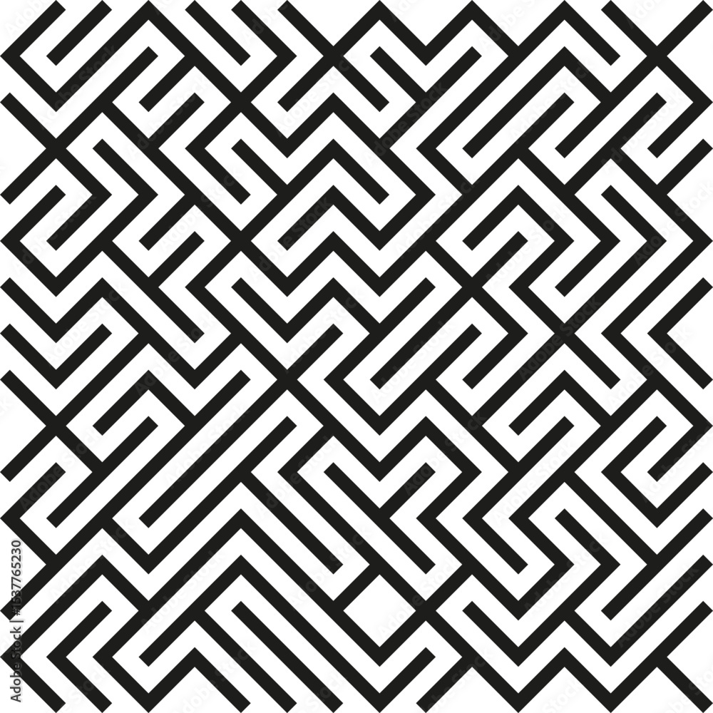 Aufkleber maze pattern vector. geometric labyrinth shape. complex black symbol. decorative line structure.
