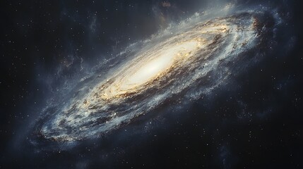 Fototapeta premium Majestic Spiral Galaxy Shines in the Cosmic Vastness