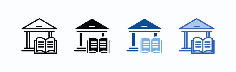Library icon sheet multiple style collection isolated vector