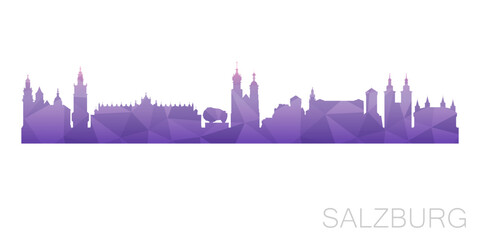 Salzburg, Austria Low Poly Skyline Clip Art City Design. Geometric Polygon Graphic Horizon Icon. Vector Illustration Symbol.