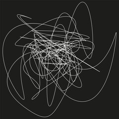 Abstract chaotic lines. Tangled Vector scribble. Random artistic pattern. Dynamic linear artwork.