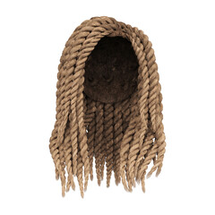 3d render braid dreadlock blonde hair isolated