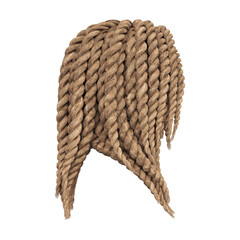 3d render braid dreadlock blonde hair isolated
