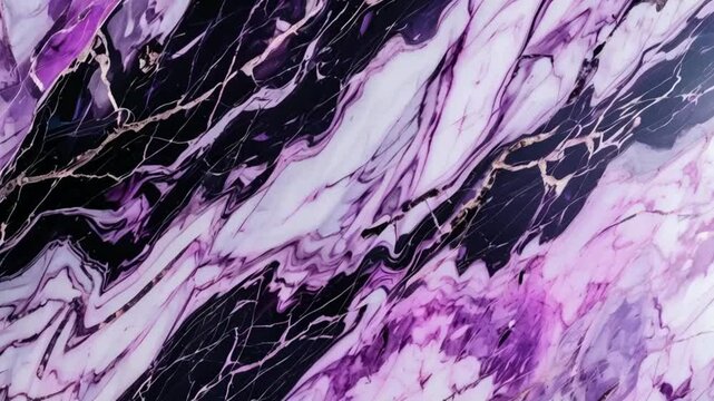 Schwarzer Marmor Hintergrund mit lila und wei&szlig;en Akzenten, Dunkler Moderner Hintergrund, Marmor Steinplatte, Schwarzer Marmor, Lila Akzente, Luxuri&ouml;ser Marmor, Moderner Marmor mit rosa, pinken Akzent