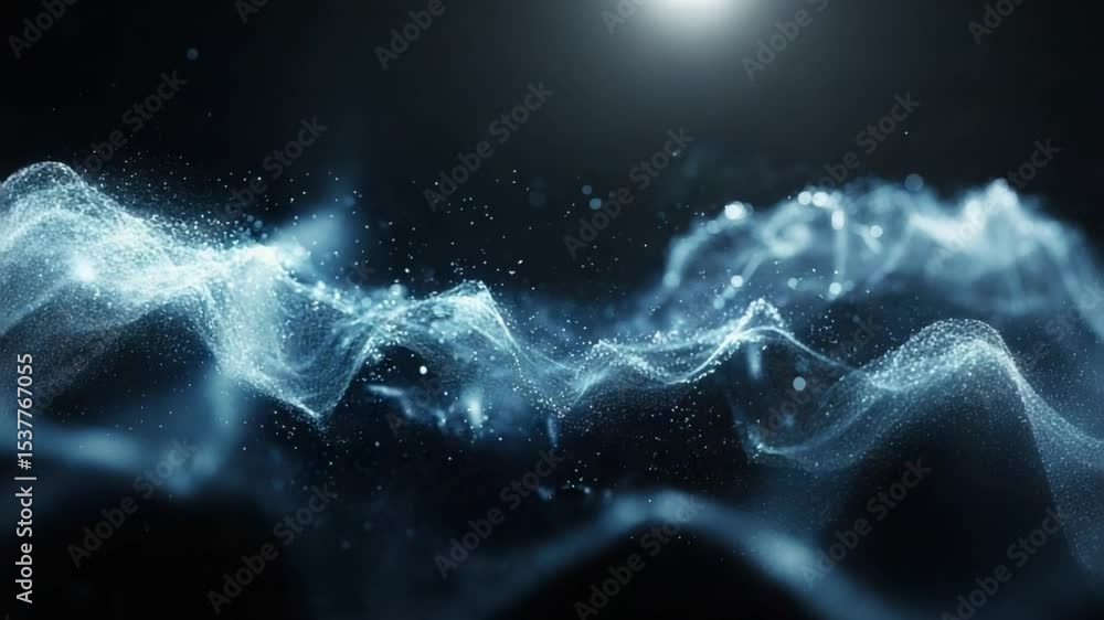 Poster ethereal flow: an ethereal abstract flow with glowing particle in a mesmerizing dance of light and s