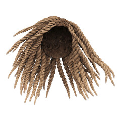 3d render braid dreadlock blonde hair isolated