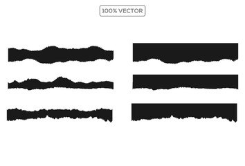 Ripped Paper Elements with Top and Bottom Tear Frames – Vector Set