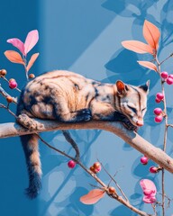 Asian Palm Civet Resting on a Branch