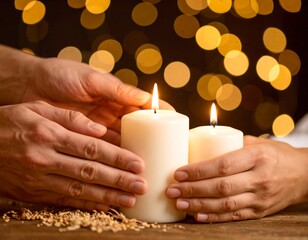 hands holding candles