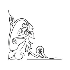 Elegant decorative corner design featuring ornate floral and leafy elements in vector format