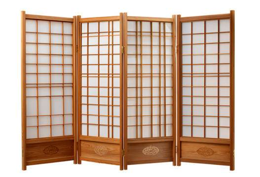  Simple wooden screen with Japanese style lattices transparent background