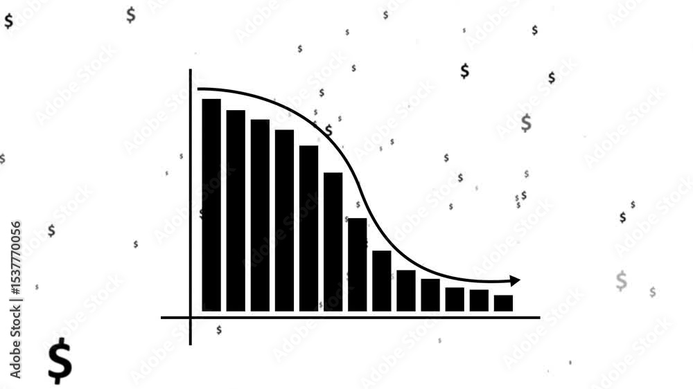 Poster technology business graph chart down concept. arrow down on graph sale symbols.business arrow moving