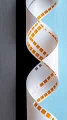 Abstract Spiral Ribbon with Orange Dots on White Background