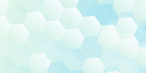 Abstract blue and white hexagon background. Futuristic digital hi-technology banner. Healthcare background. Vector