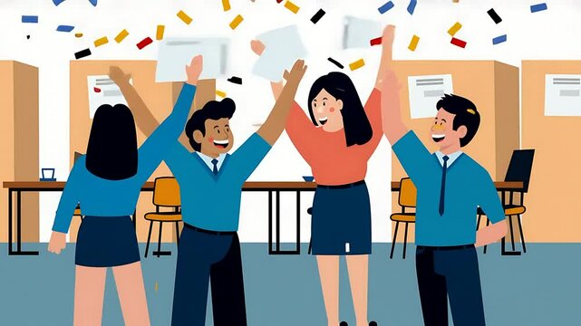 Joyful Graduates Celebrating Success with Confetti