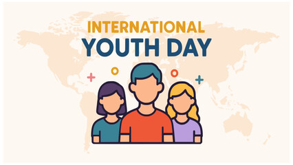international youth day sibling friend poster banner flat color vector illustration template design