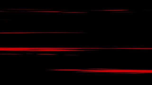 Anime Speed Lines Motion Background. running line cartoon horizontal fast moving animated on transparent background. Horizontal speed or action line motion graphic with alpha channel. Colorful Anime