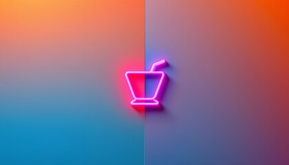 orange and blue split tone background with a neon pink club icon on the middle side
