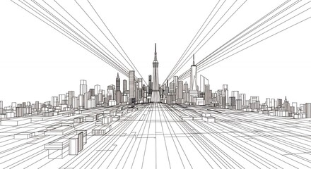 Fototapeta premium Cityscape architectural drawing