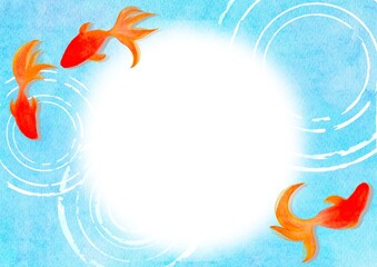 金魚　夏　水彩　和風　イラスト