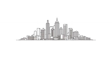 Fototapeta premium Line drawing city skyline illustration