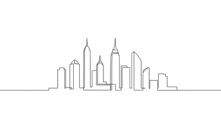 Naklejka premium One line drawing city skyline