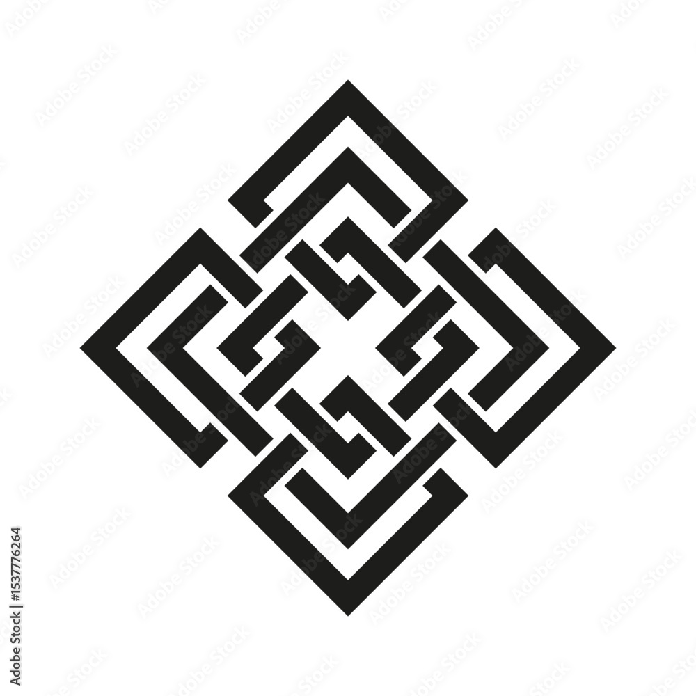 Aufkleber ornament icon shape. complex line pattern. vector geometric figure. abstract maze design.