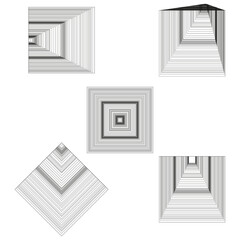 Obraz premium Line square vector. Optical form shape. Abstract geometry illusion. Symmetric block element.