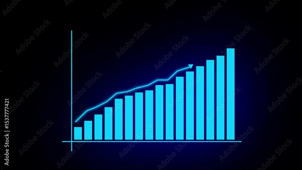 Poster technology business graph chart with growing business concept. arrow rising on graph sale symbols. a
