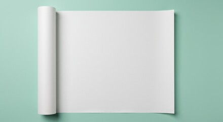 Blank rolled paper on mint background