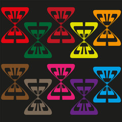 Hourglass icon design. Four time shapes. Colored sand symbol. Vector flat elements.