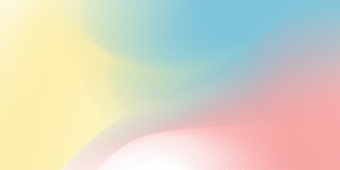 Abstract clear blue sky. Pastel rainbow. Light blue, pink and yellow color vector banner. Pastel gradient sky pattern. Blurred light fuzz colorful gradient background. Vector soft horizontal backdrop