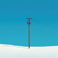 Simple utility pole in snowy landscape